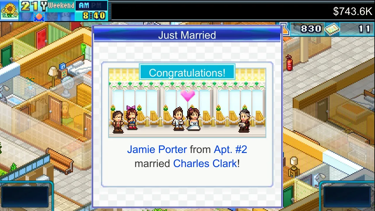 公寓物语：普通像素结婚通知，2号房Jamie Porter与Charles Clark，不含性内容