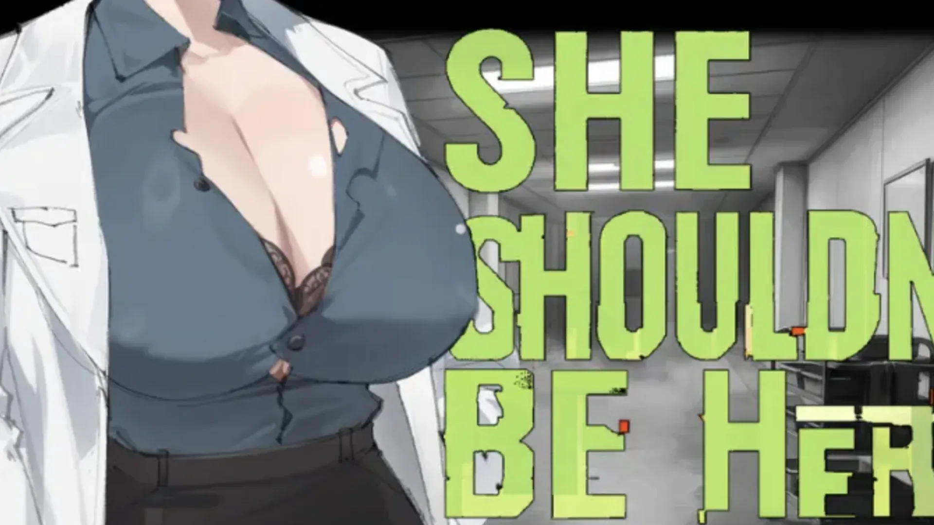 她本不该在这里：SHE SHOULDN’T BE HERE题名与着装人物局部美术